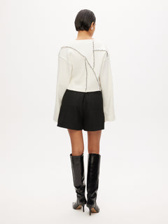 Rib Patchwork Top - Off-White