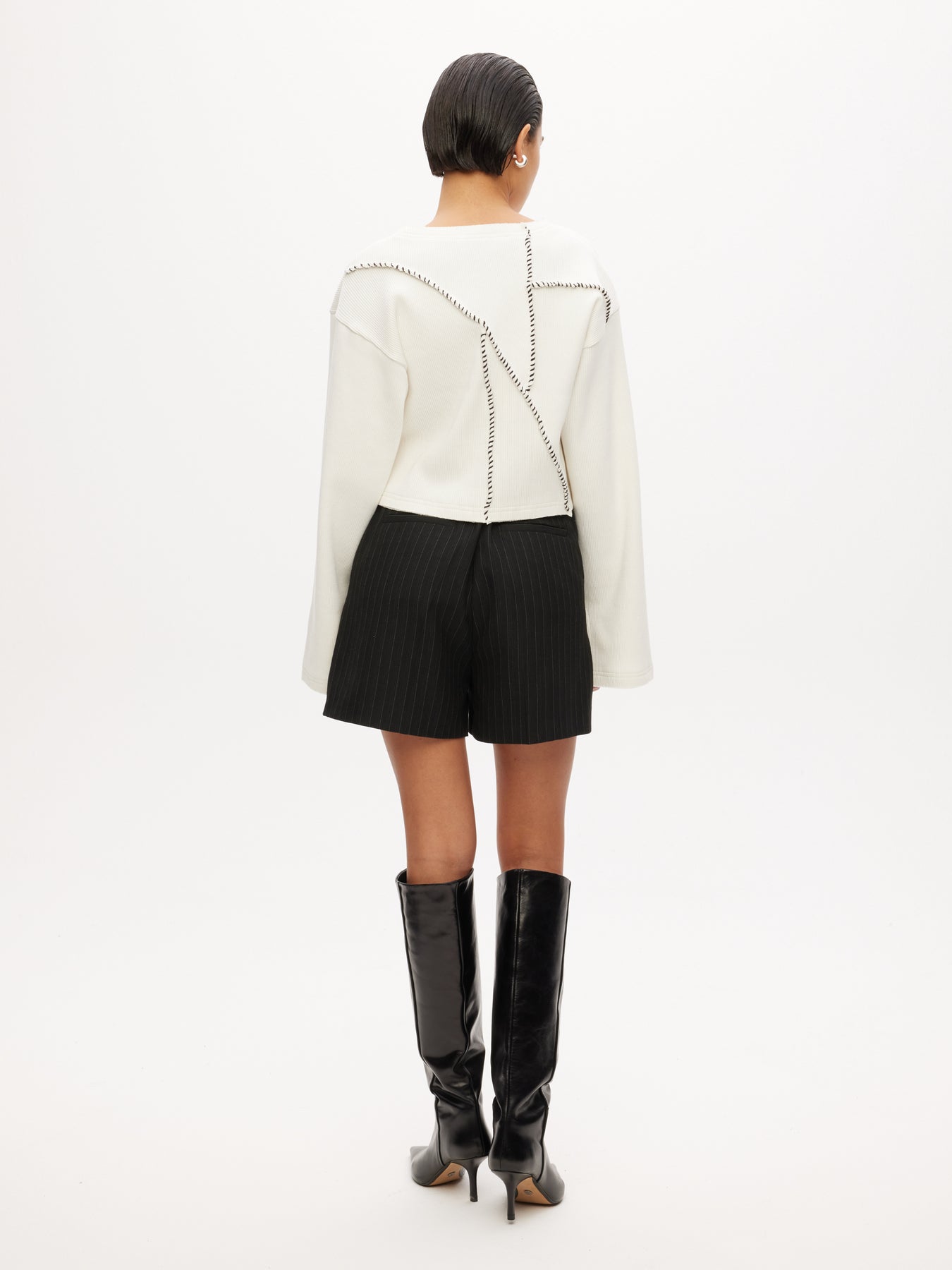 Rib Patchwork Top - Off-White