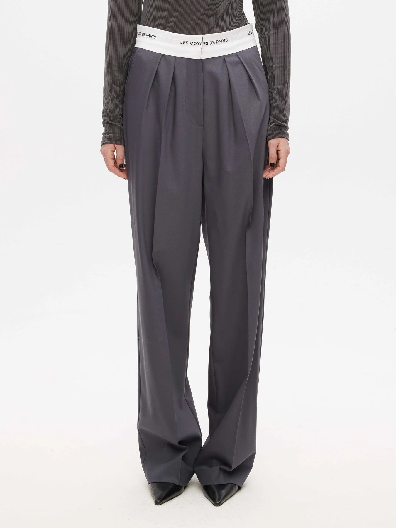 Branded Waistband Trousers - Stålgrå