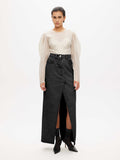 Long Denim Skirt - Deep Black Washed Denim