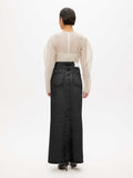Long Denim Skirt - Deep Black Washed Denim