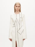 Rib Patchwork Dress - Off-White