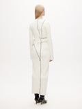 Rib Patchwork Dress - Off-White