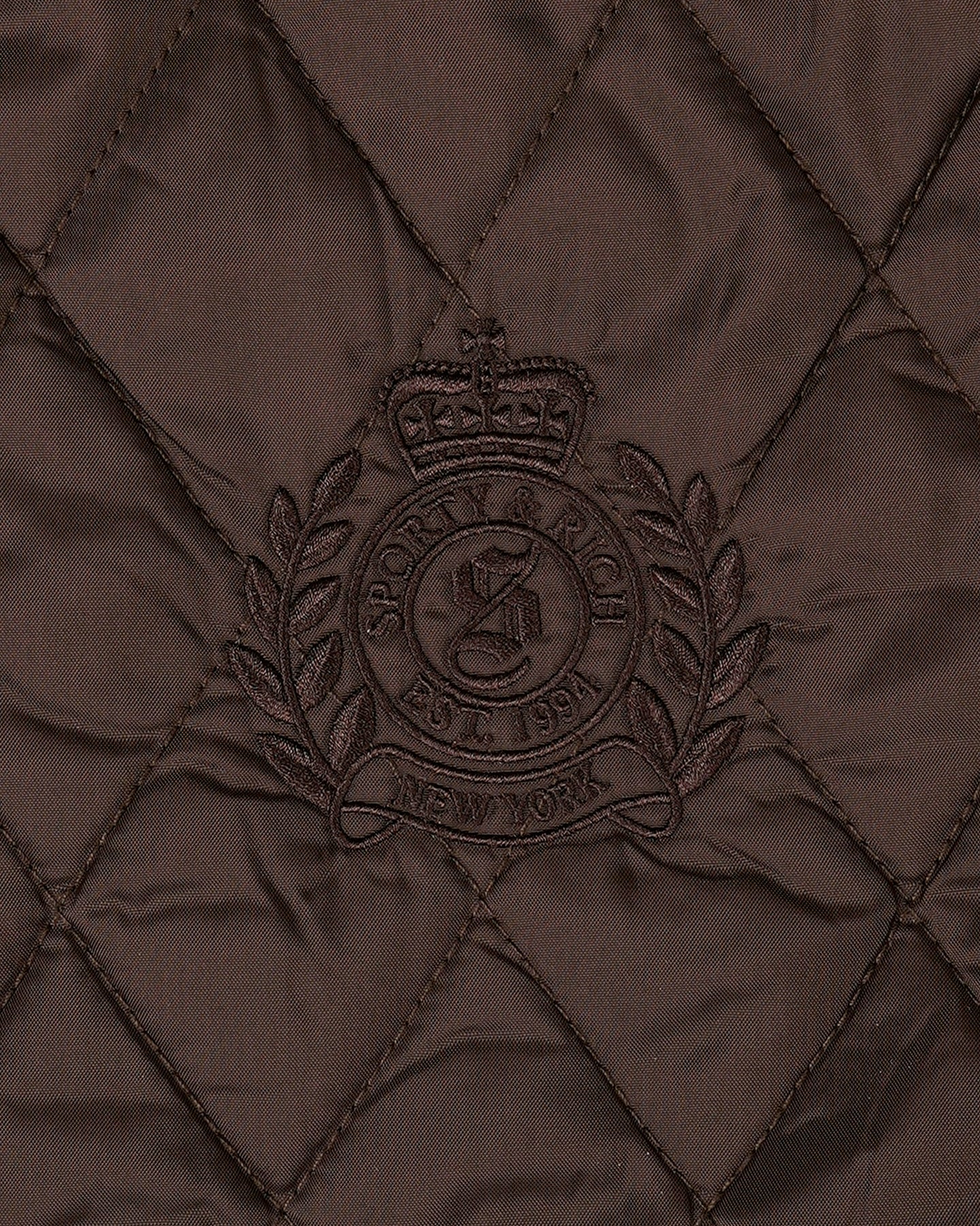 NY Crest Nylon Quilted Jacket - Brun
