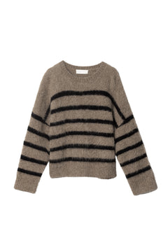 Mountain Oversized Furry Jumper - Black Brown Stripe