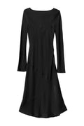 Longsleeve Bias Cut Slip Dress - Jet Black