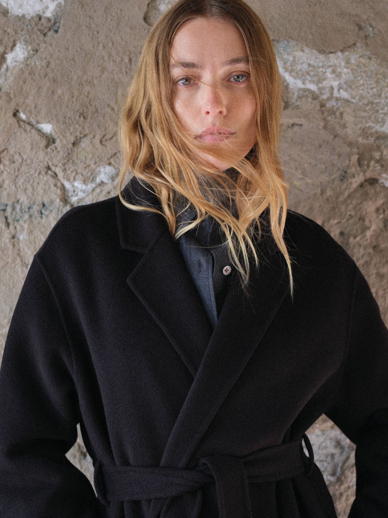 Double Wrap Coat - Svart