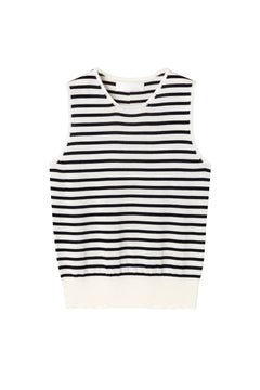 Classic Merino Tank - Cream Navy Stripe