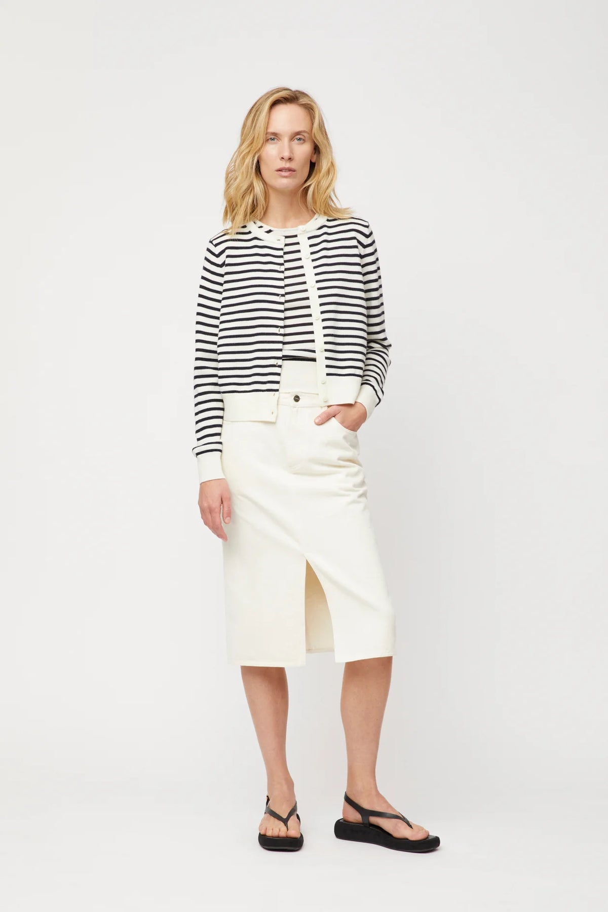 Classic Merino Tank - Cream Navy Stripe