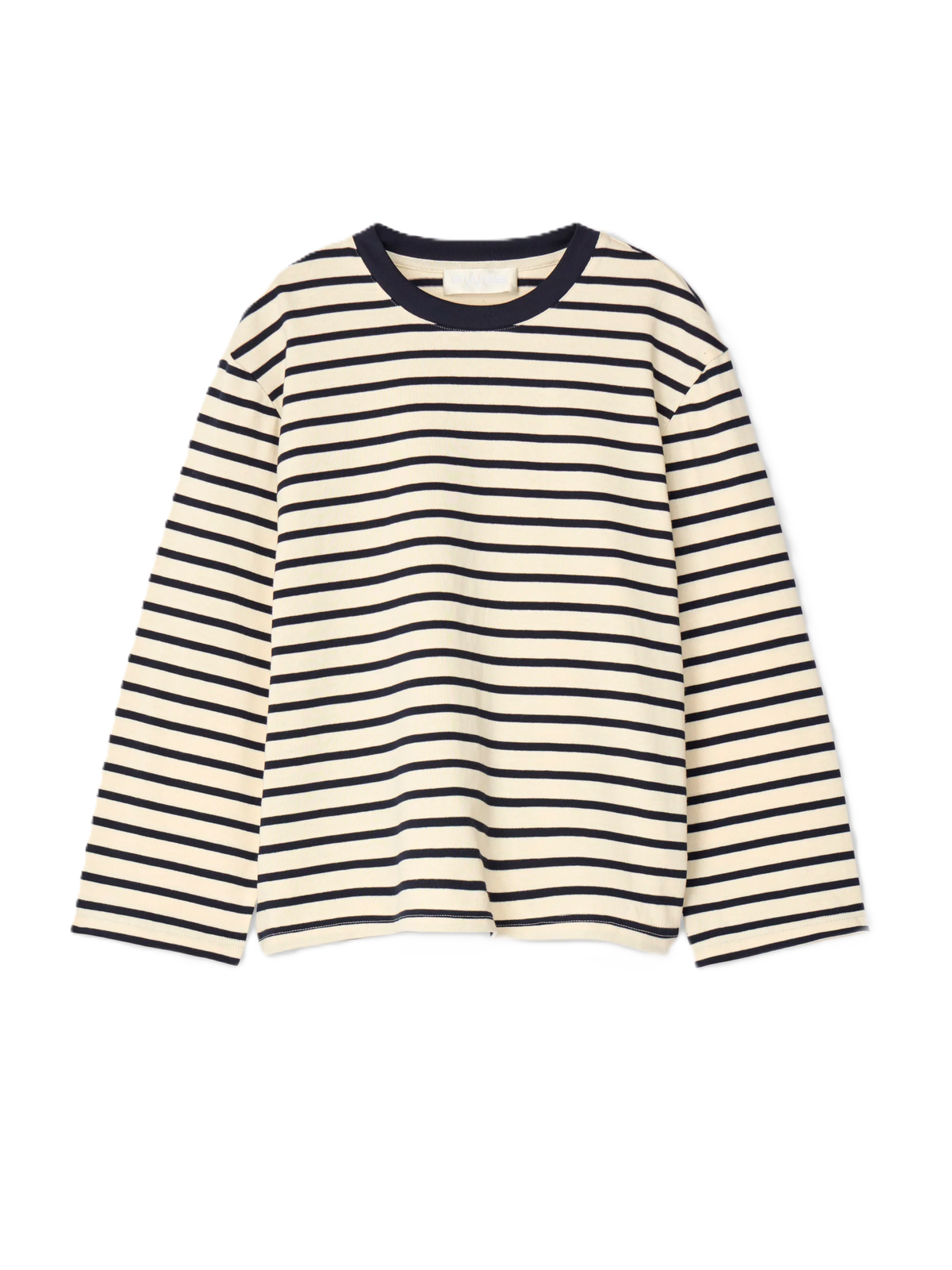 Breton Crewneck Long Sleeve - Cream Navy Stripe