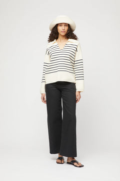 Cotton Storm Knit - Vanilla Navy Stripe