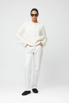 Structured Cotton Cardigan - Cream