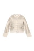 Structured Wool Cardigan - Linen Snowflake Stripe