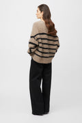 Mountain Oversized Furry Jumper - Black Brown Stripe