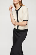 Toulouse Cardigan Tee - Buttermilk Black