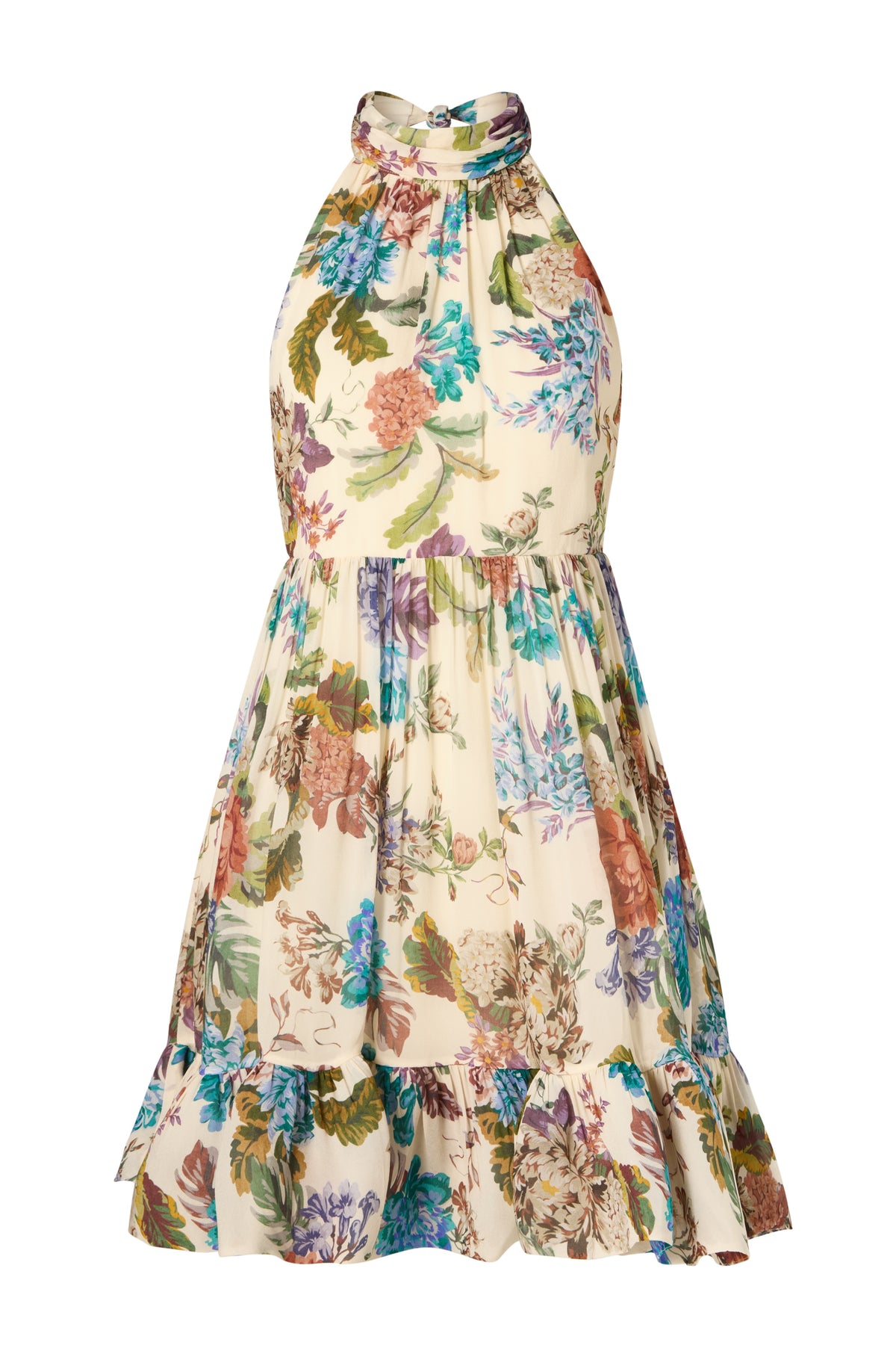 Fern Halterneck Ruffled Mini Dress - Botanic Florals