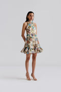 Fern Halterneck Ruffled Mini Dress - Botanic Florals