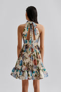 Fern Halterneck Ruffled Mini Dress - Botanic Florals