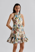 Fern Halterneck Ruffled Mini Dress - Botanic Florals