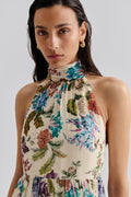 Fern Halterneck Ruffled Mini Dress - Botanic Florals