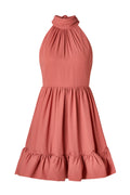 Fern Halterneck Ruffled Mini Dress - Terracotta