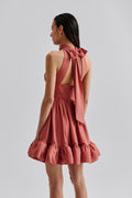 Fern Halterneck Ruffled Mini Dress - Terracotta