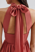 Fern Halterneck Ruffled Mini Dress - Terracotta