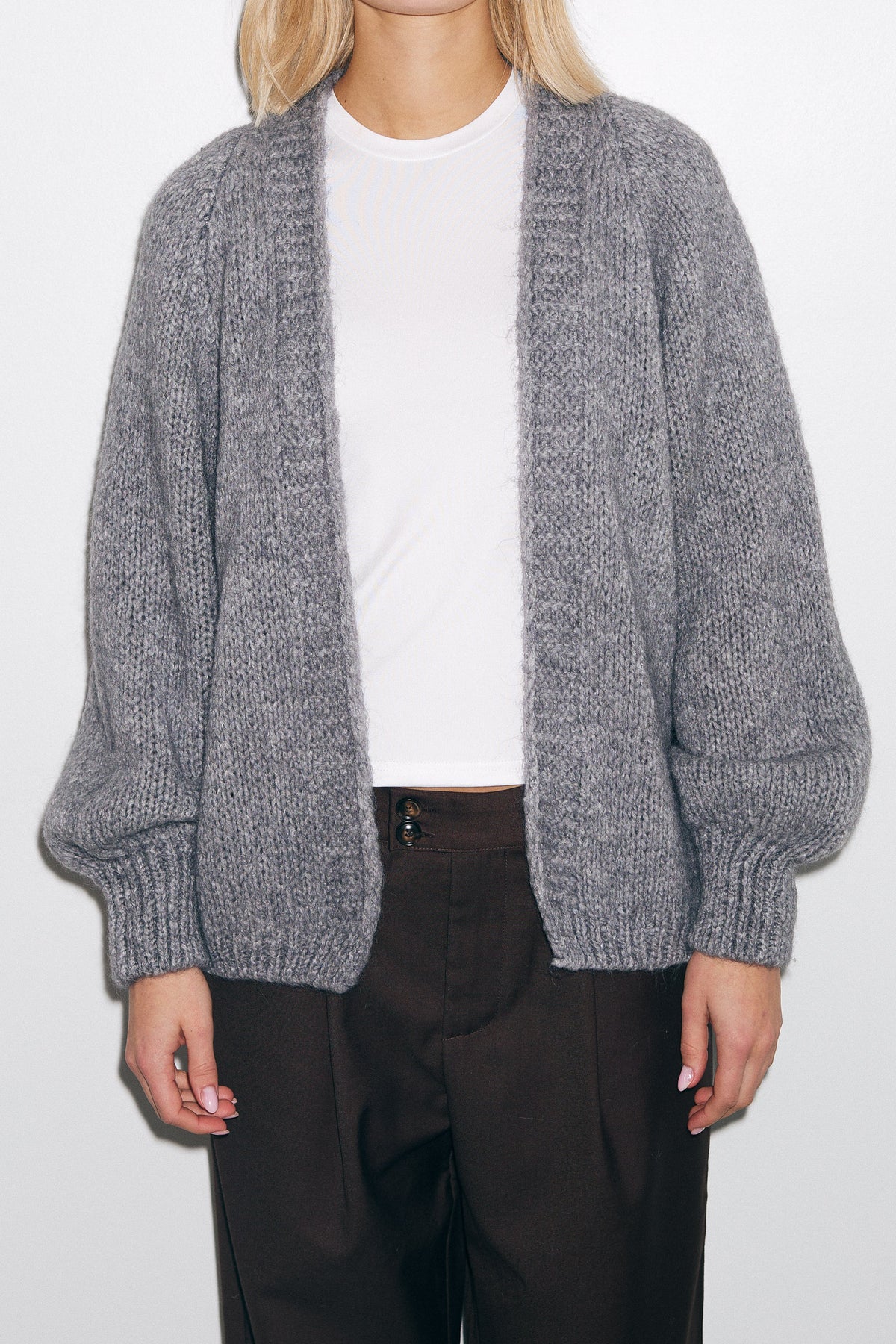 Fora Knit Kofta - Dark Grey Melange