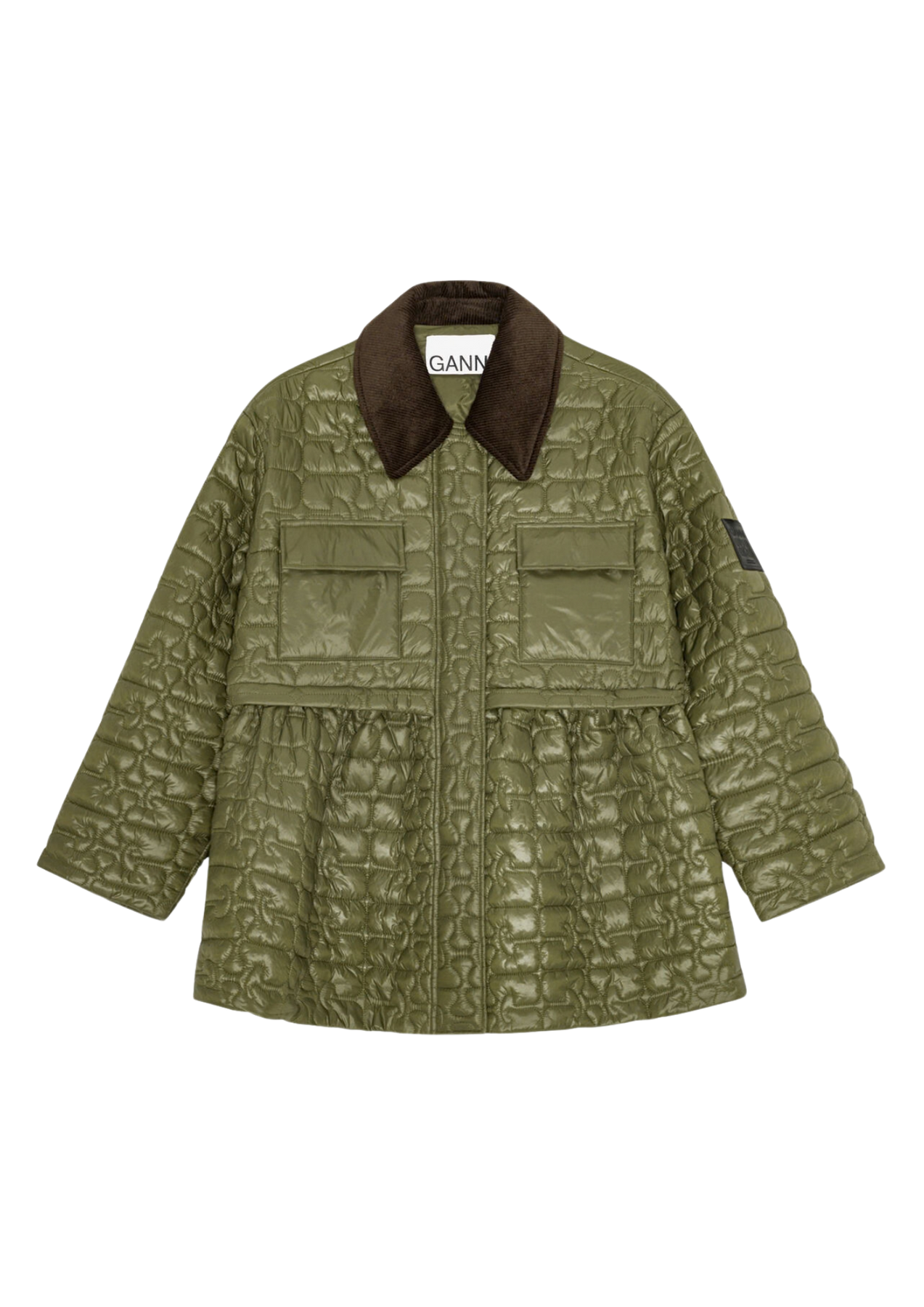 Shiny Quilt Midi Jacket W. Flare - Kalamata