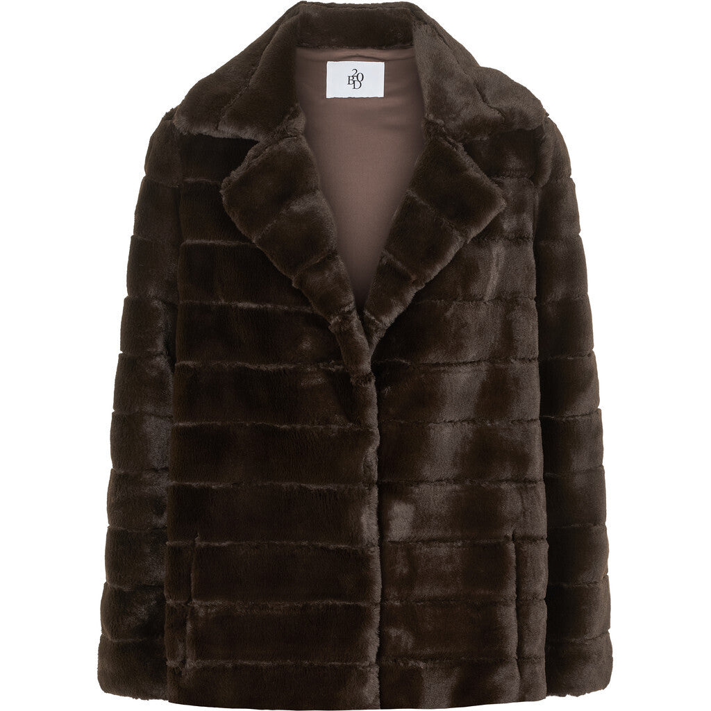 Bailey Faux Fur Coat Short - Mörkbrun
