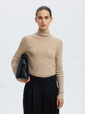 Ingrid Ls Knit Wool Blend Roll Neck - Island Fossil Melange