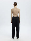 Ingrid Ls Knit Wool Blend Roll Neck - Island Fossil Melange