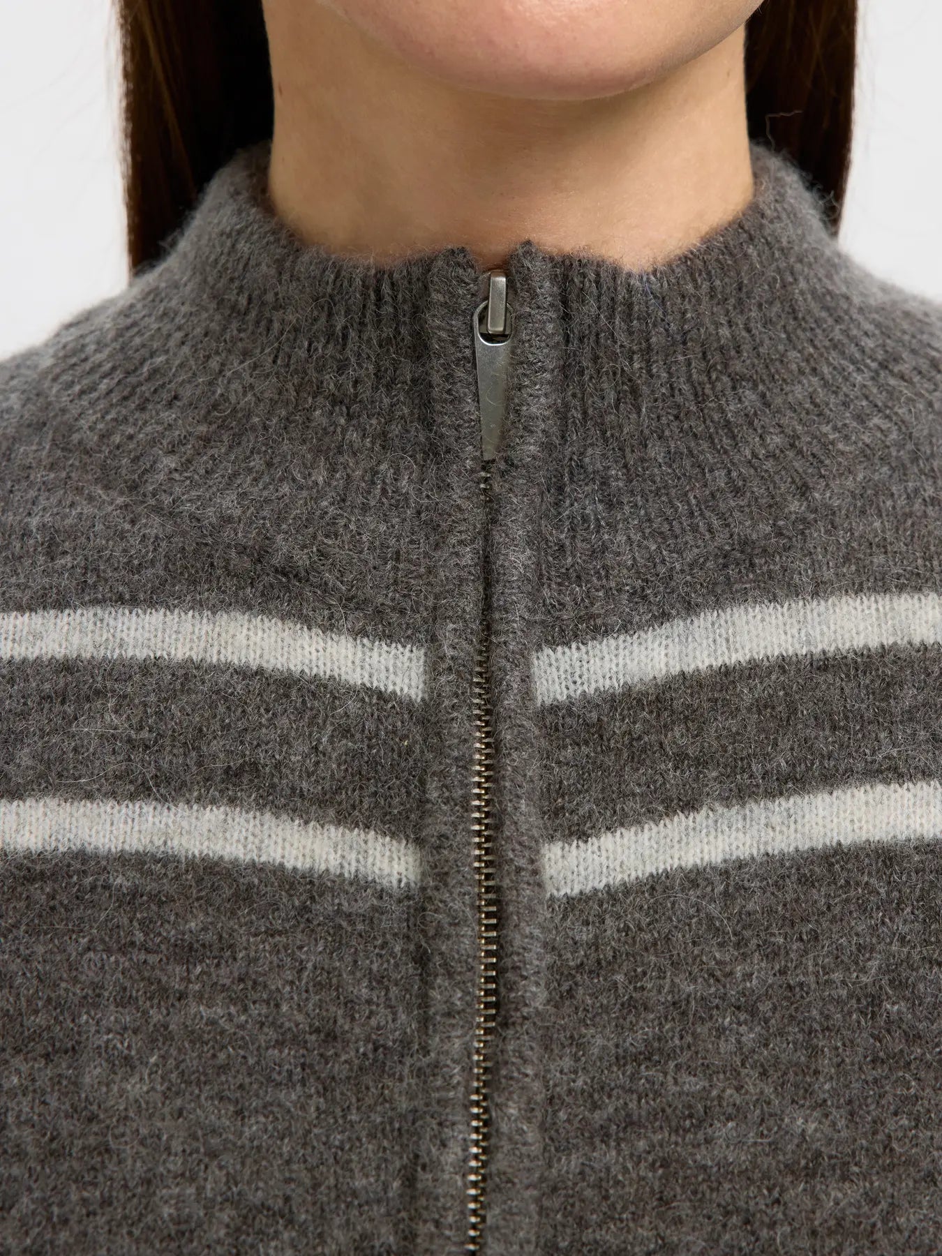 Lulu LS Knit Half Zip - Medium Grey Melange