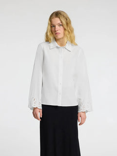 Dahlia Ls Broderi Shirt Noos - Bright White