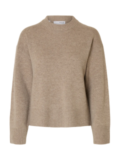 Cille Cashmere Blend Ls Knit O-Neck - Irish Cream