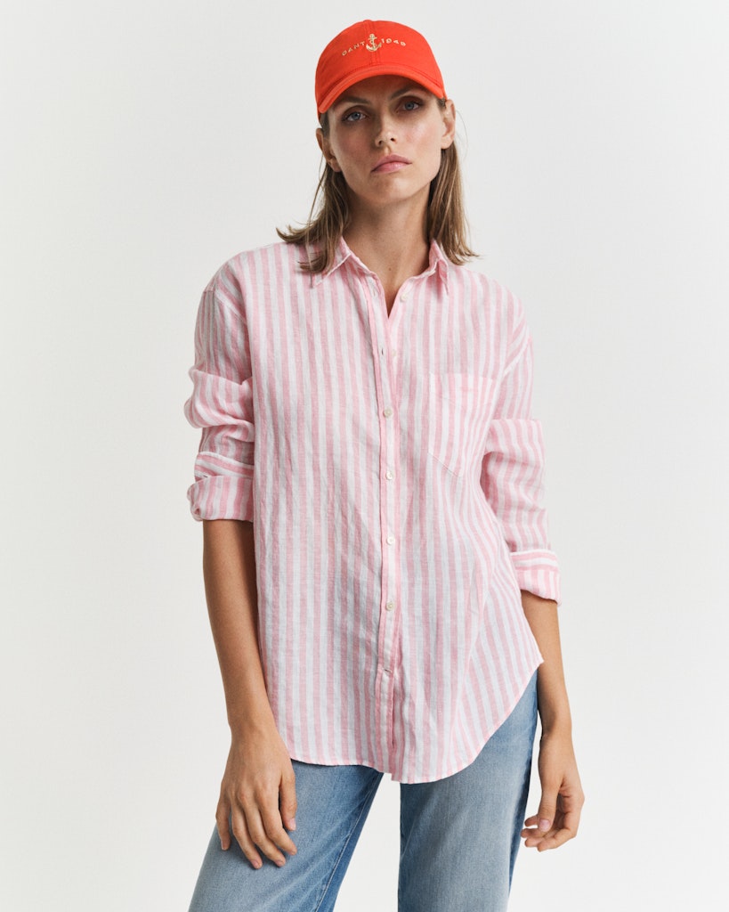 Rel Striped Linen Shirt - Geranium Pink