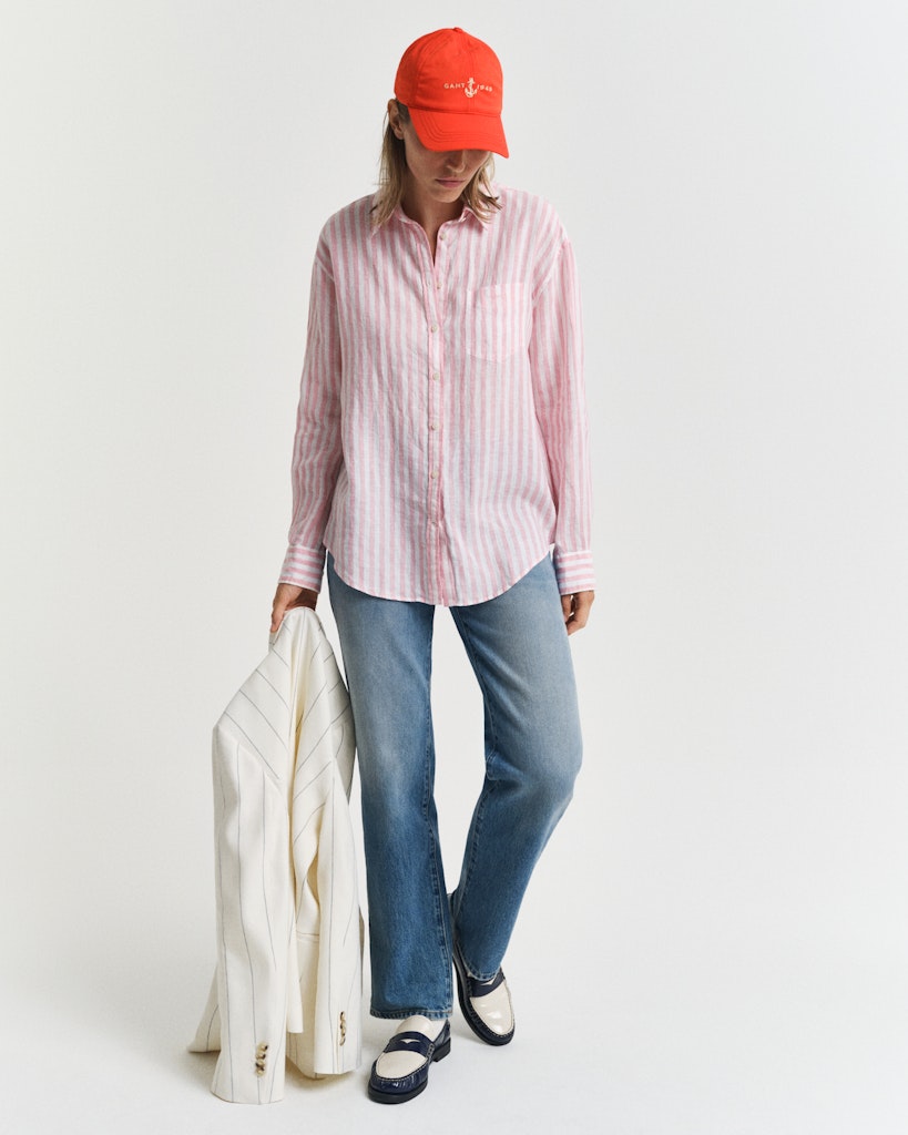 Rel Striped Linen Shirt - Geranium Pink