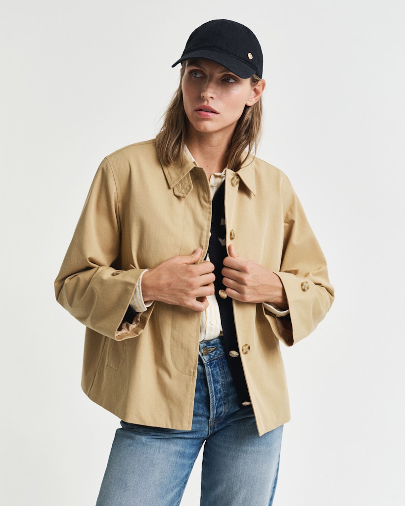 Kort bomullscarcoat - Oak Beige