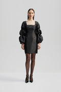 Georgia Double Pouf Sleeve Mini Dress - Svart