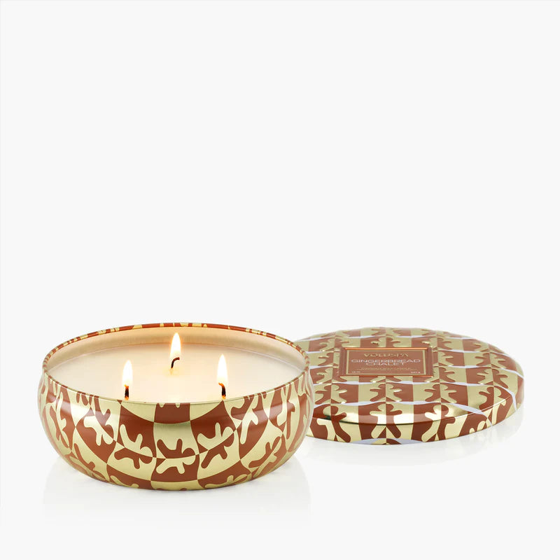 3 Wick Tin Candle - Gingerbread Chalet