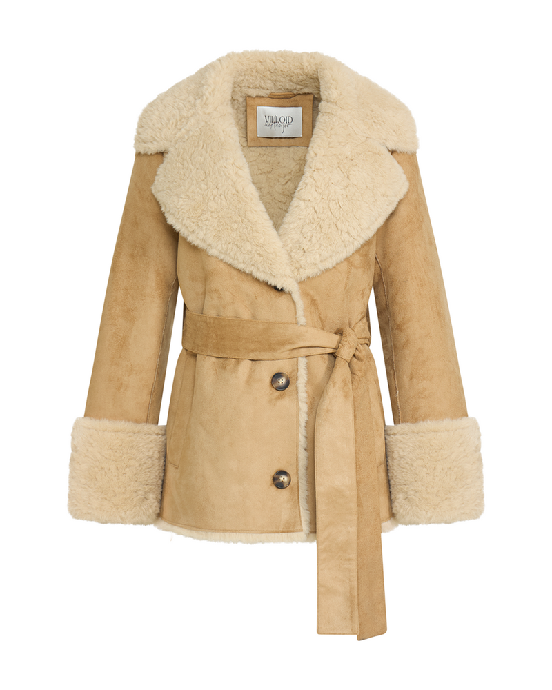 Terry Faux Shearling Short Coat