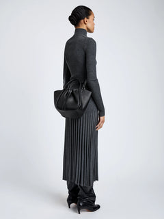 Small Ruched Tote Soft Pebbled Calf - Black