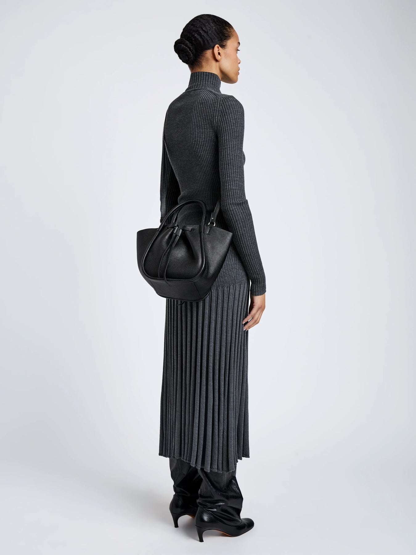 Small Ruched Tote Soft Pebbled Calf - Black