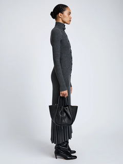 Small Ruched Tote Soft Pebbled Calf - Black