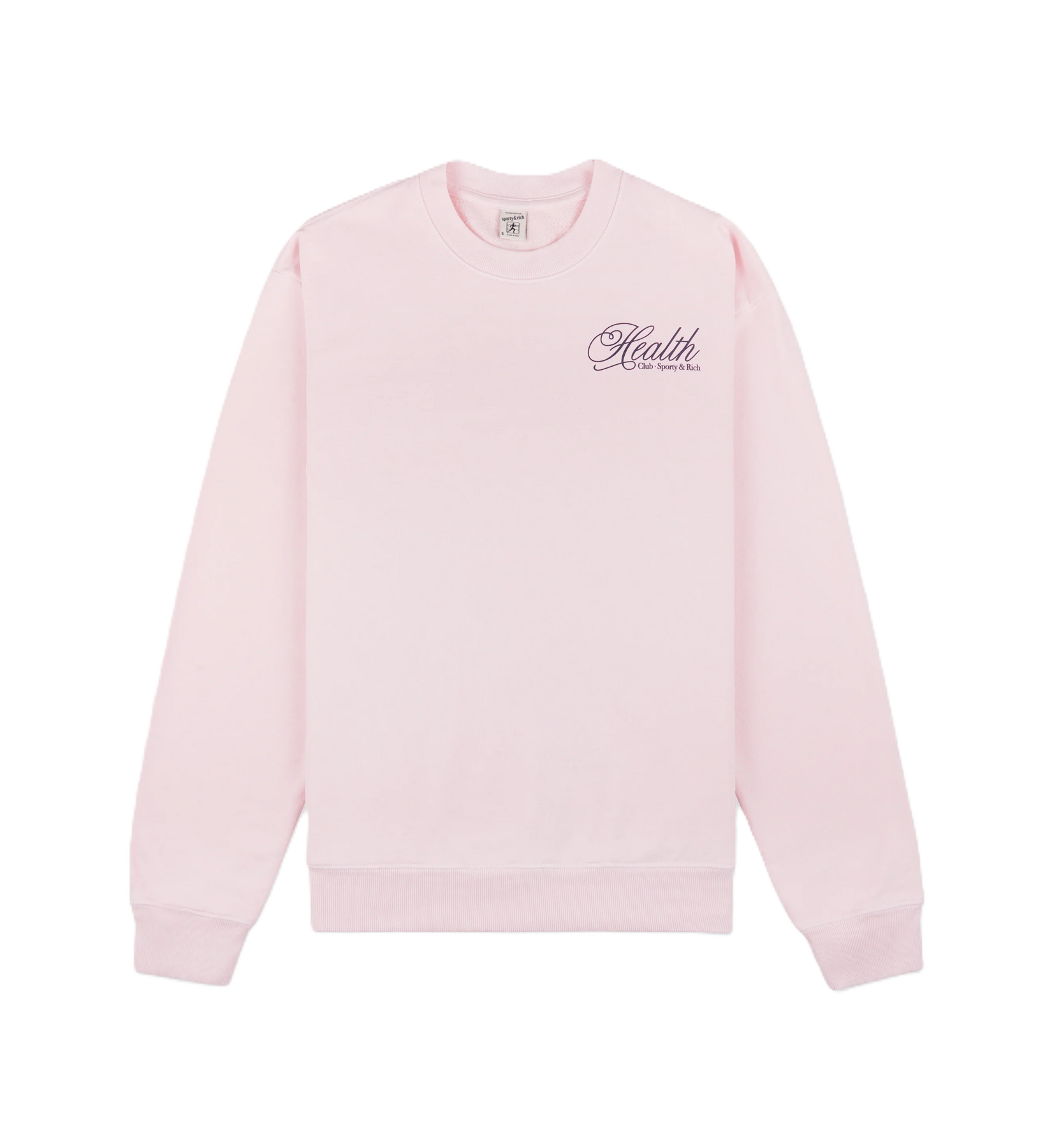 Sporty & Rich Health Script Crewneck - Pink Dolphin