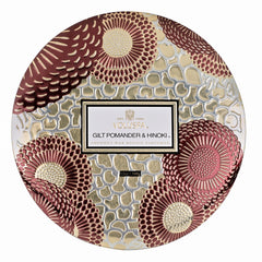 3 Wick Tin Candle - Gilt Pomander & Hinoki