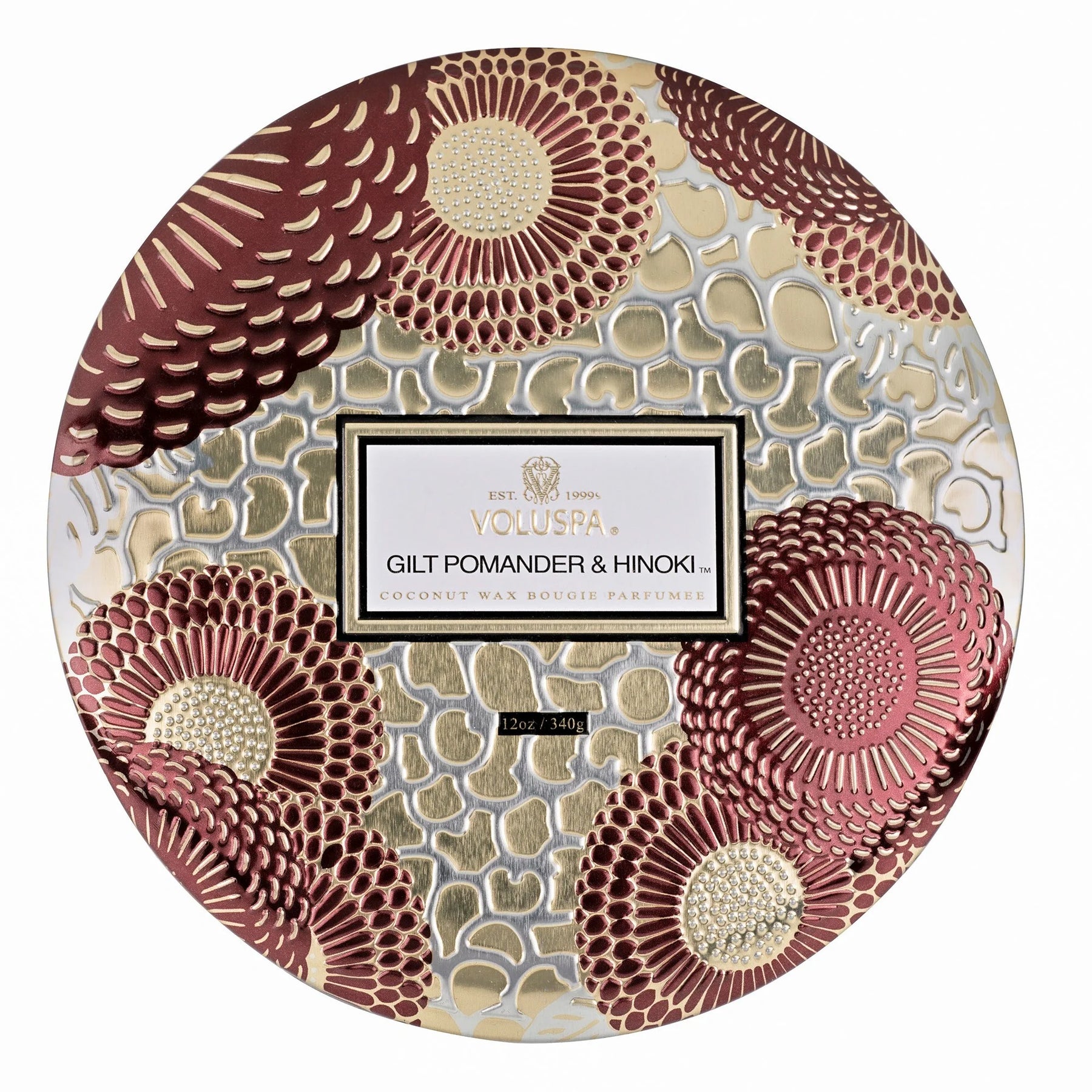 Voluspa Gilt Pomander & Hinoki 3 Wick Tin Candle