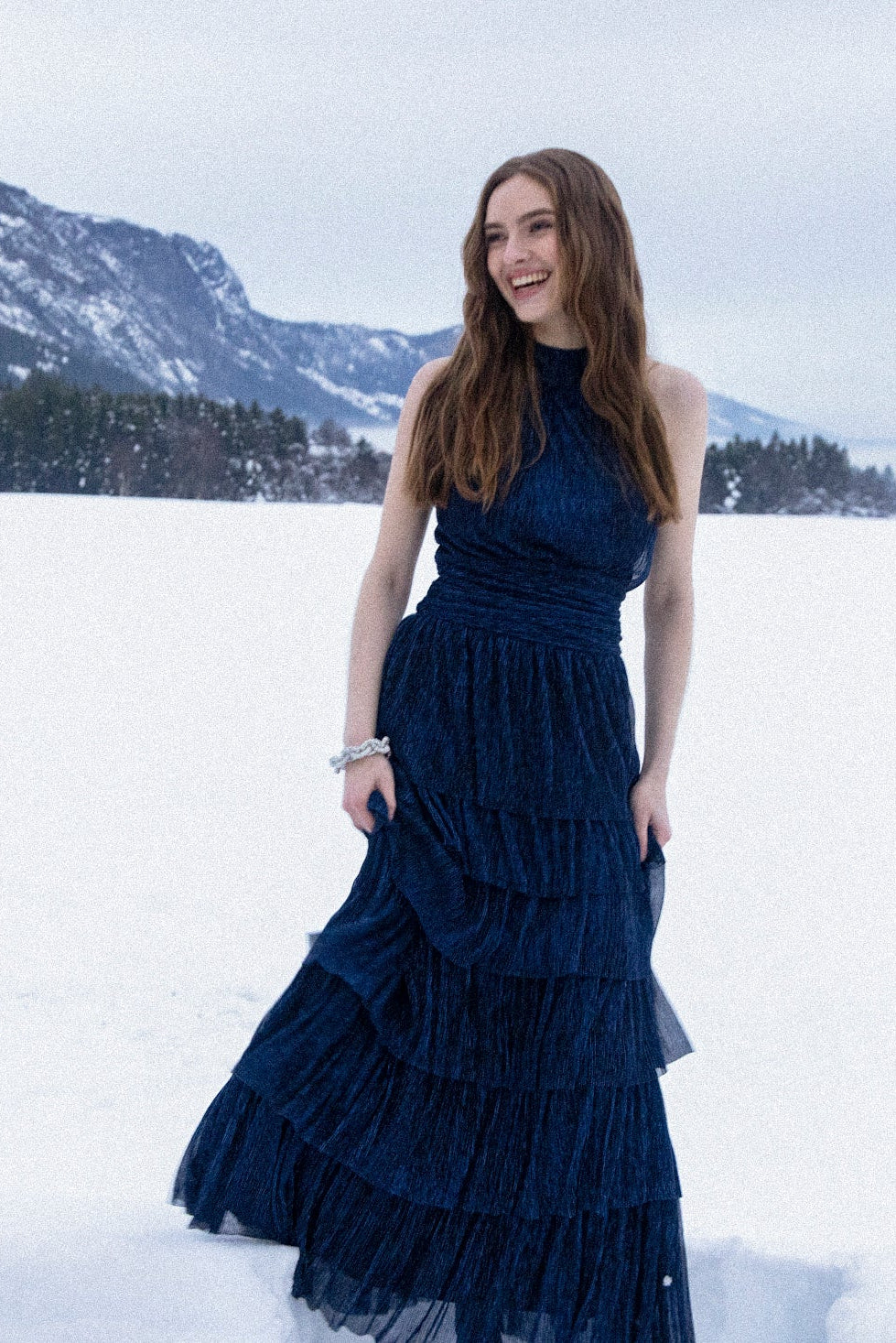 Ingalu Plisse Dress - Marinblå