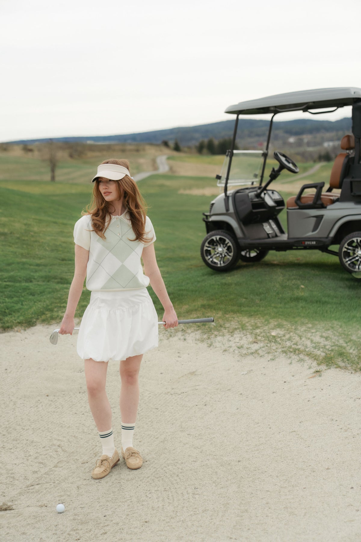 Alvilde Argyle Polo Tee - Vit