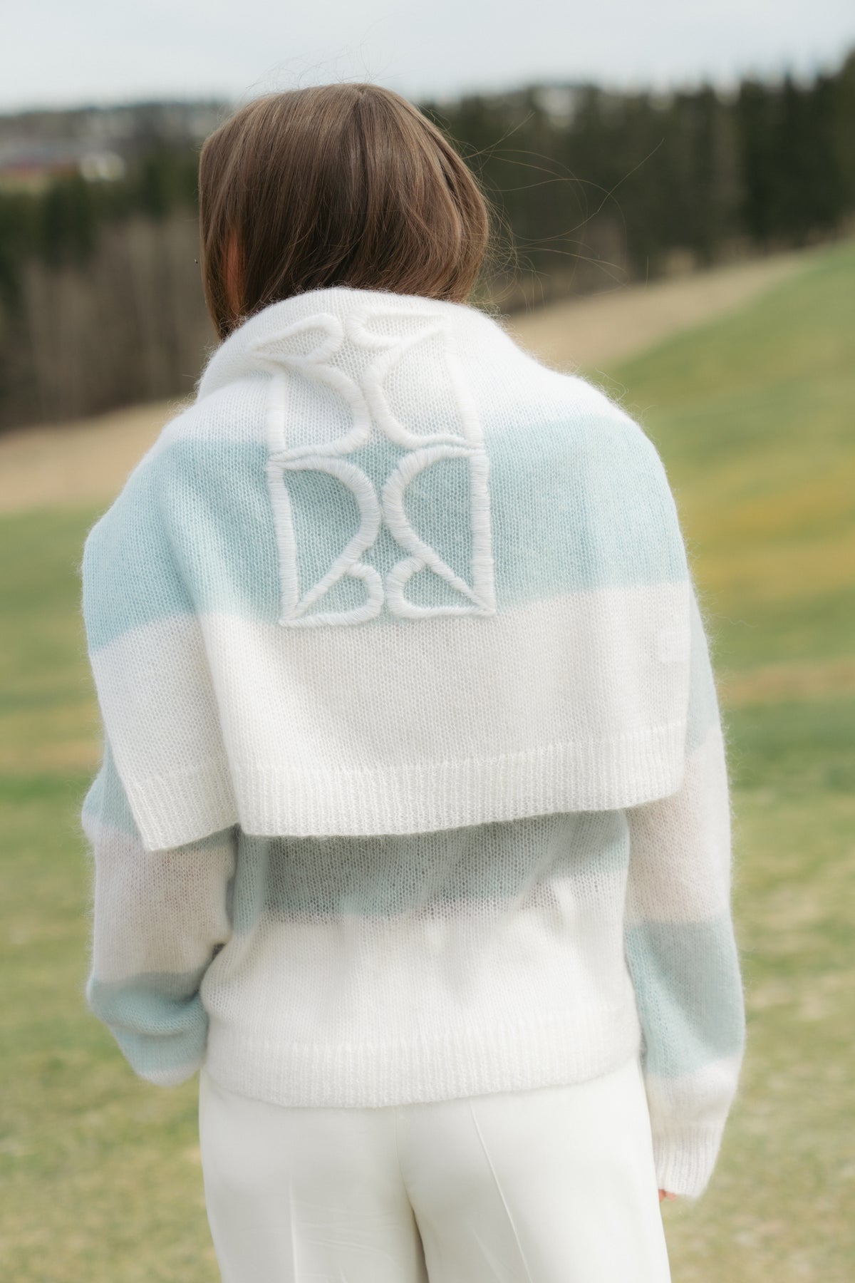 Mohair Stripe Sweater - Blå/Kräm